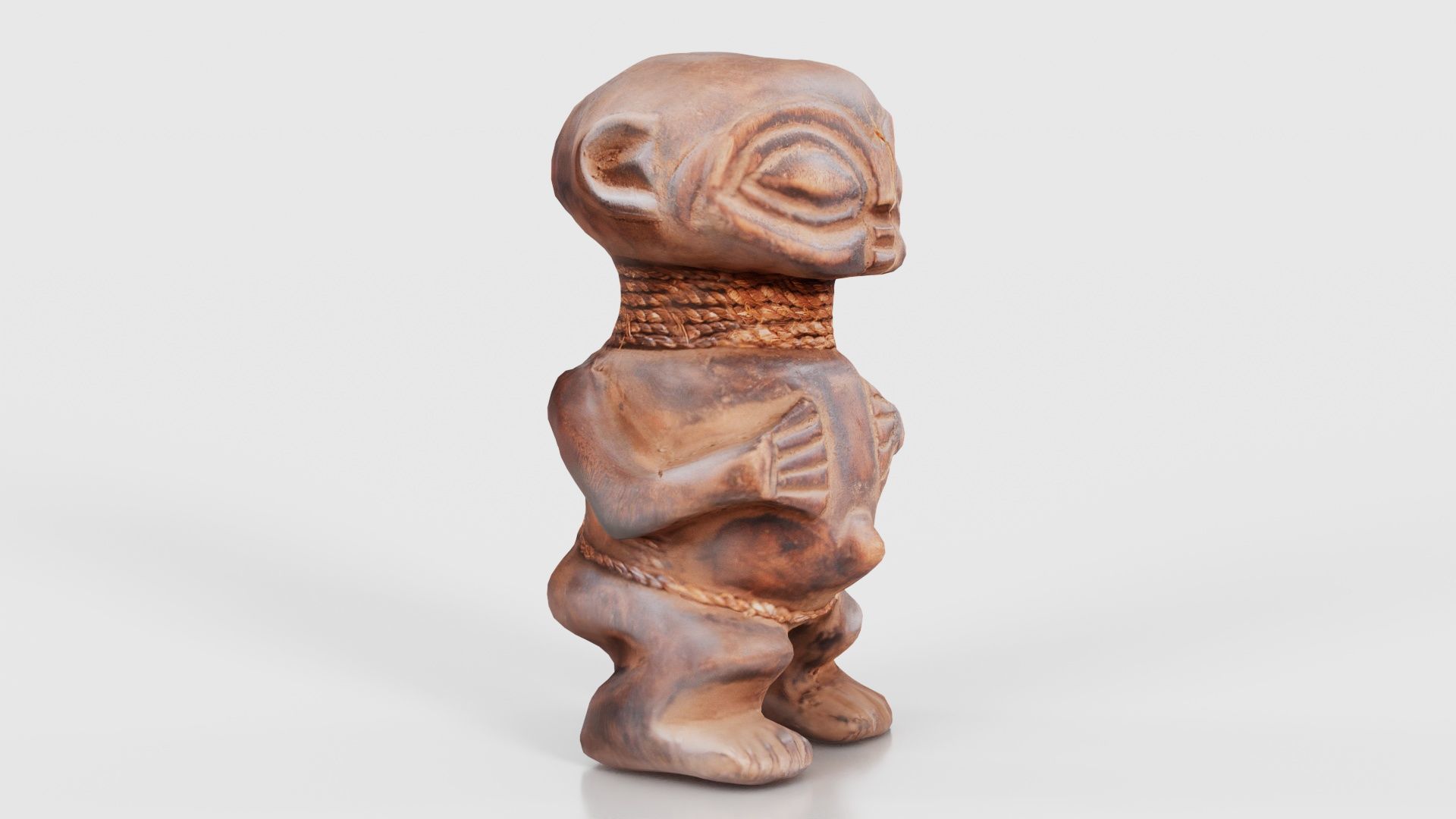 Wooden Figure Statue Female Low-poly 3D model_18