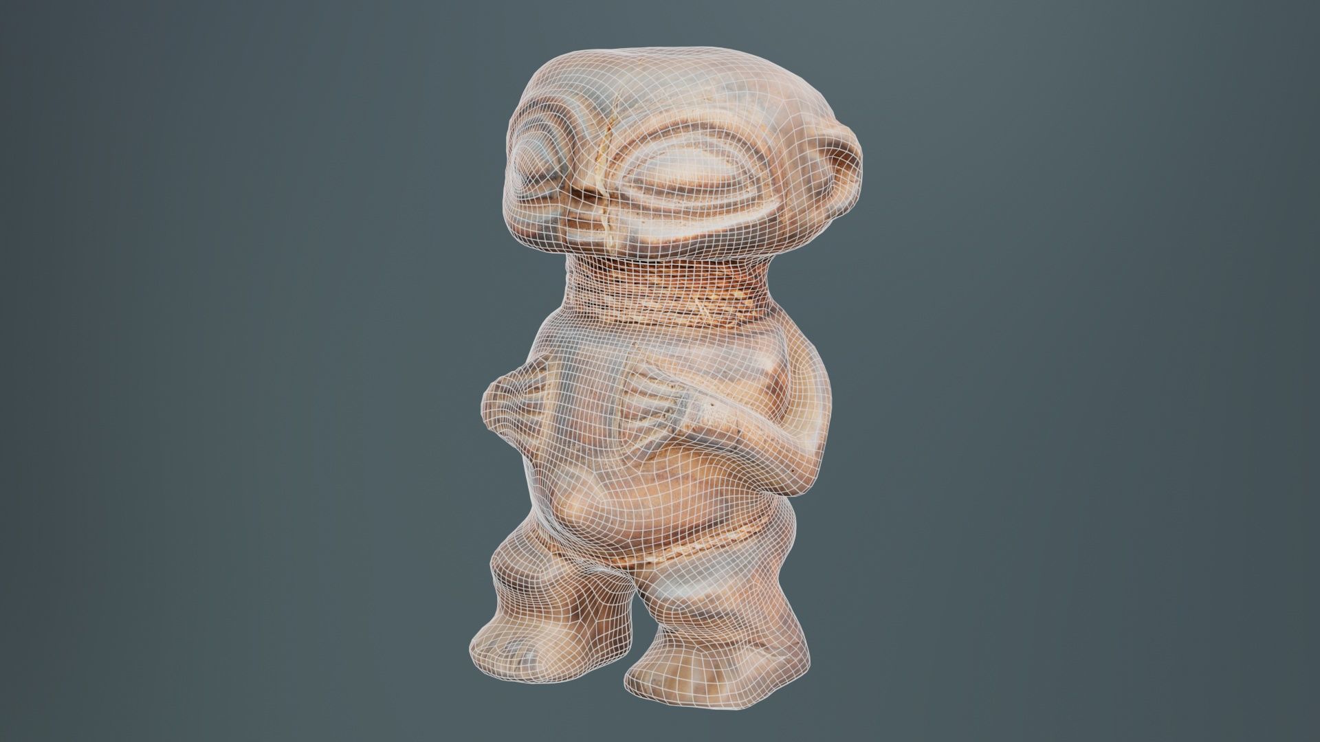 Wooden Figure Statue Female Low-poly 3D model_9