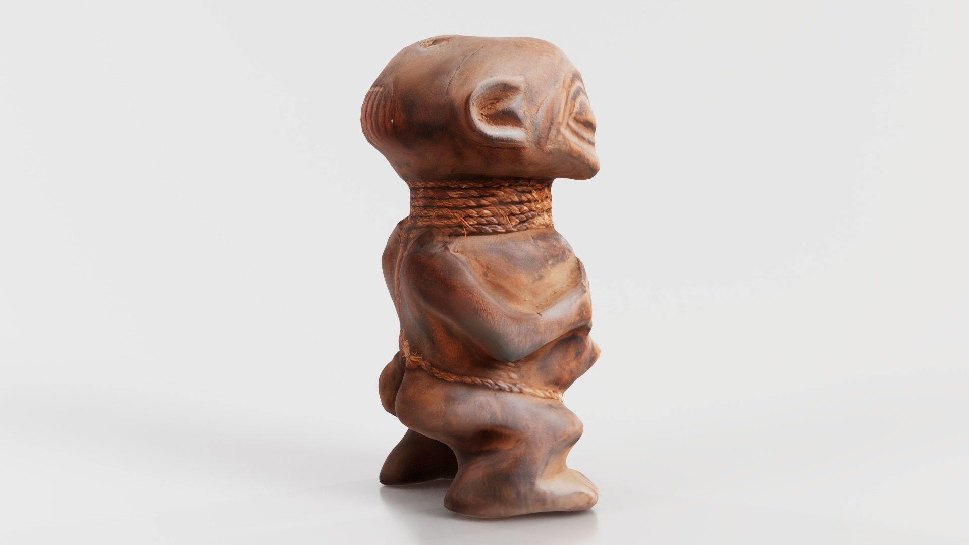 Wooden Figure Statue Female Low-poly 3D model_8