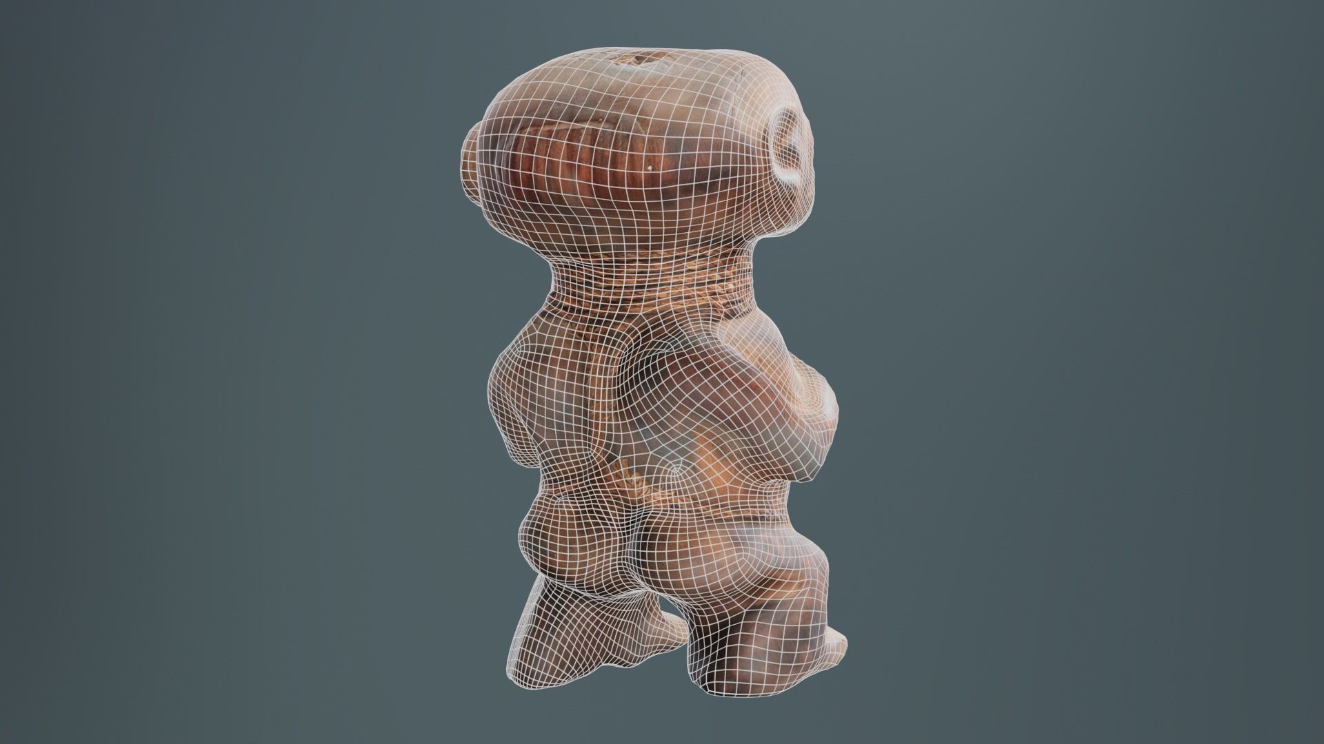 Wooden Figure Statue Female Low-poly 3D model_10