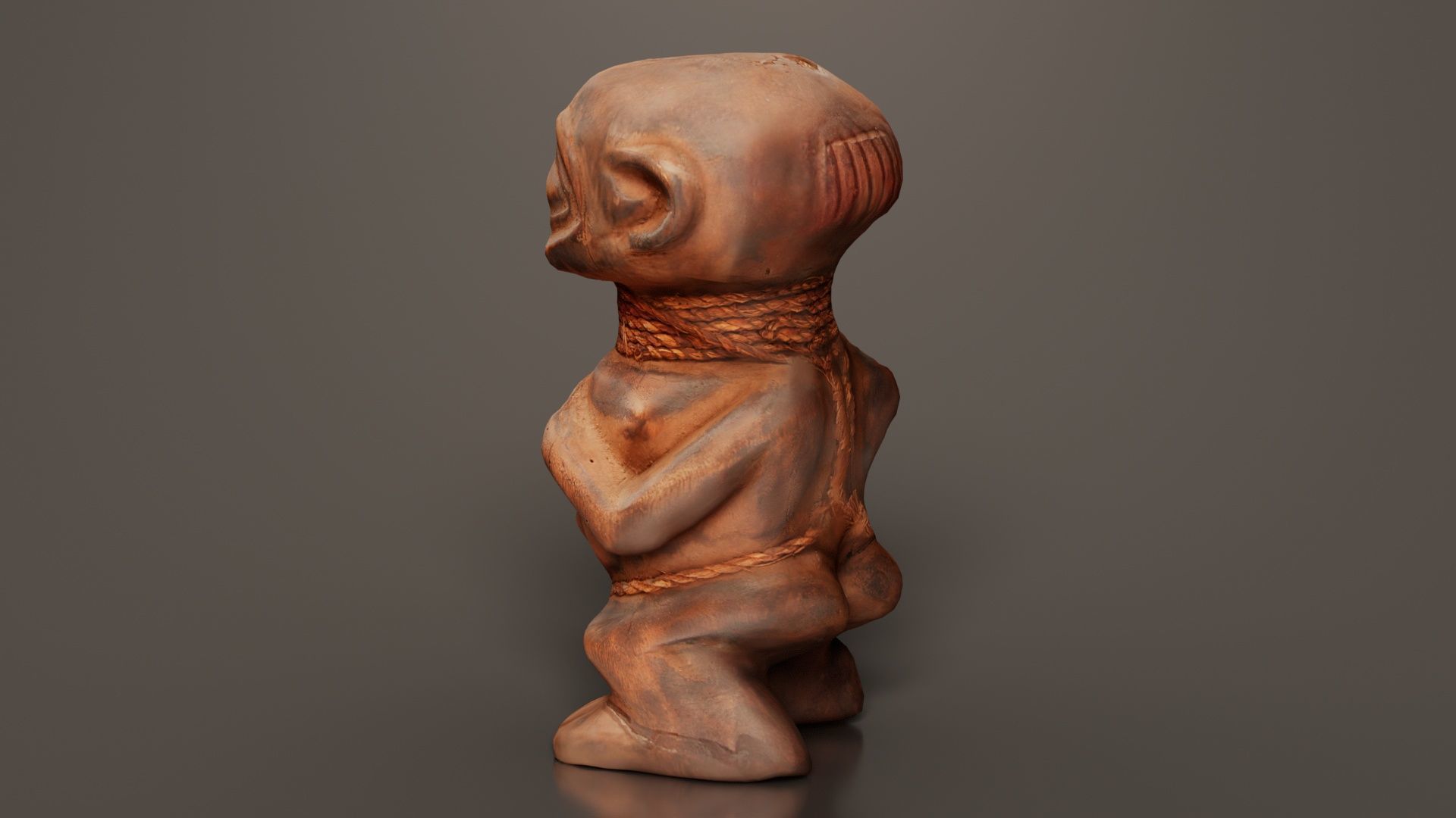 Wooden Figure Statue Female Low-poly 3D model_6