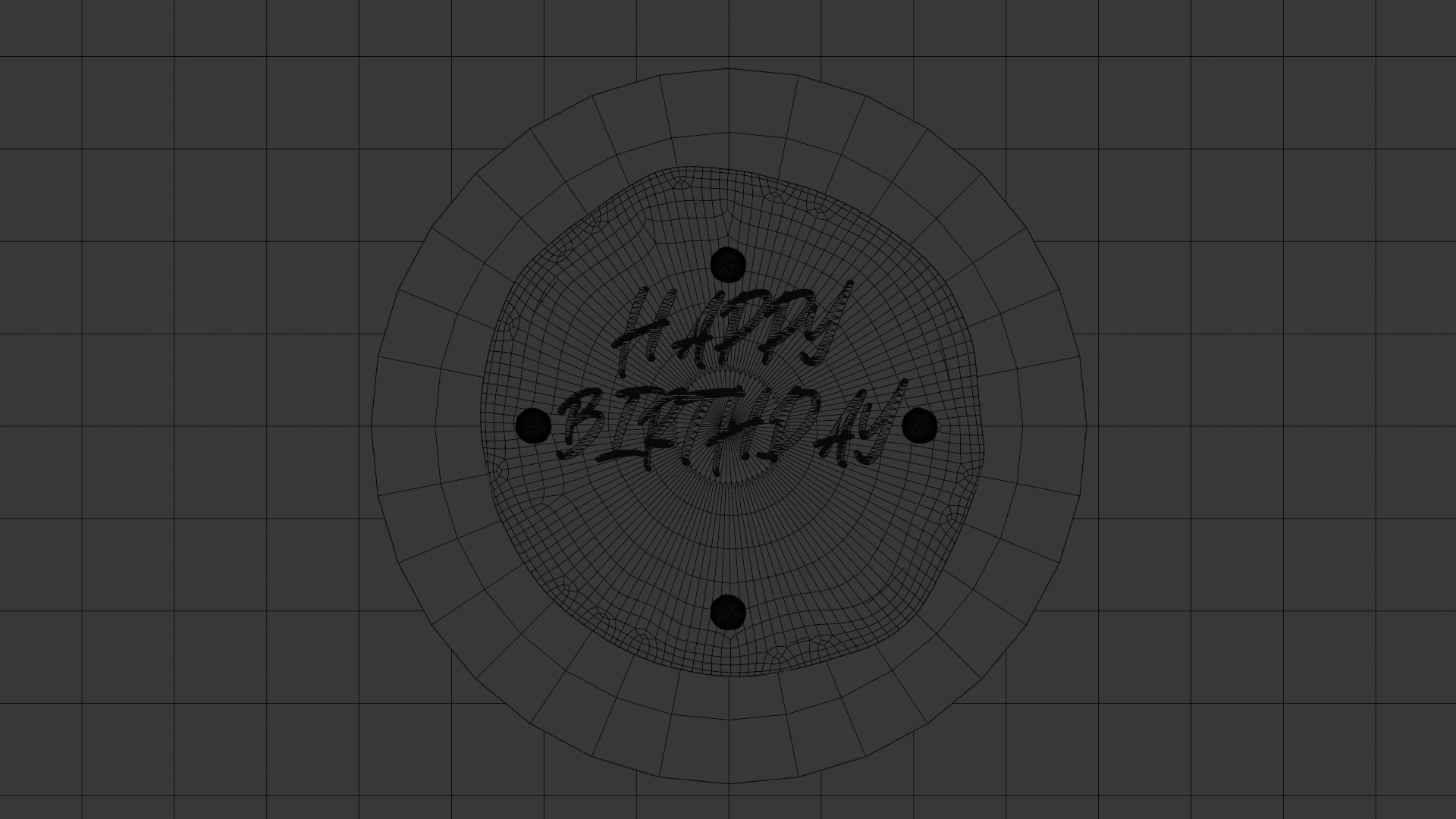 Birthday Cake Model with Happy Birthday Text and 4 Candles 3D model_7