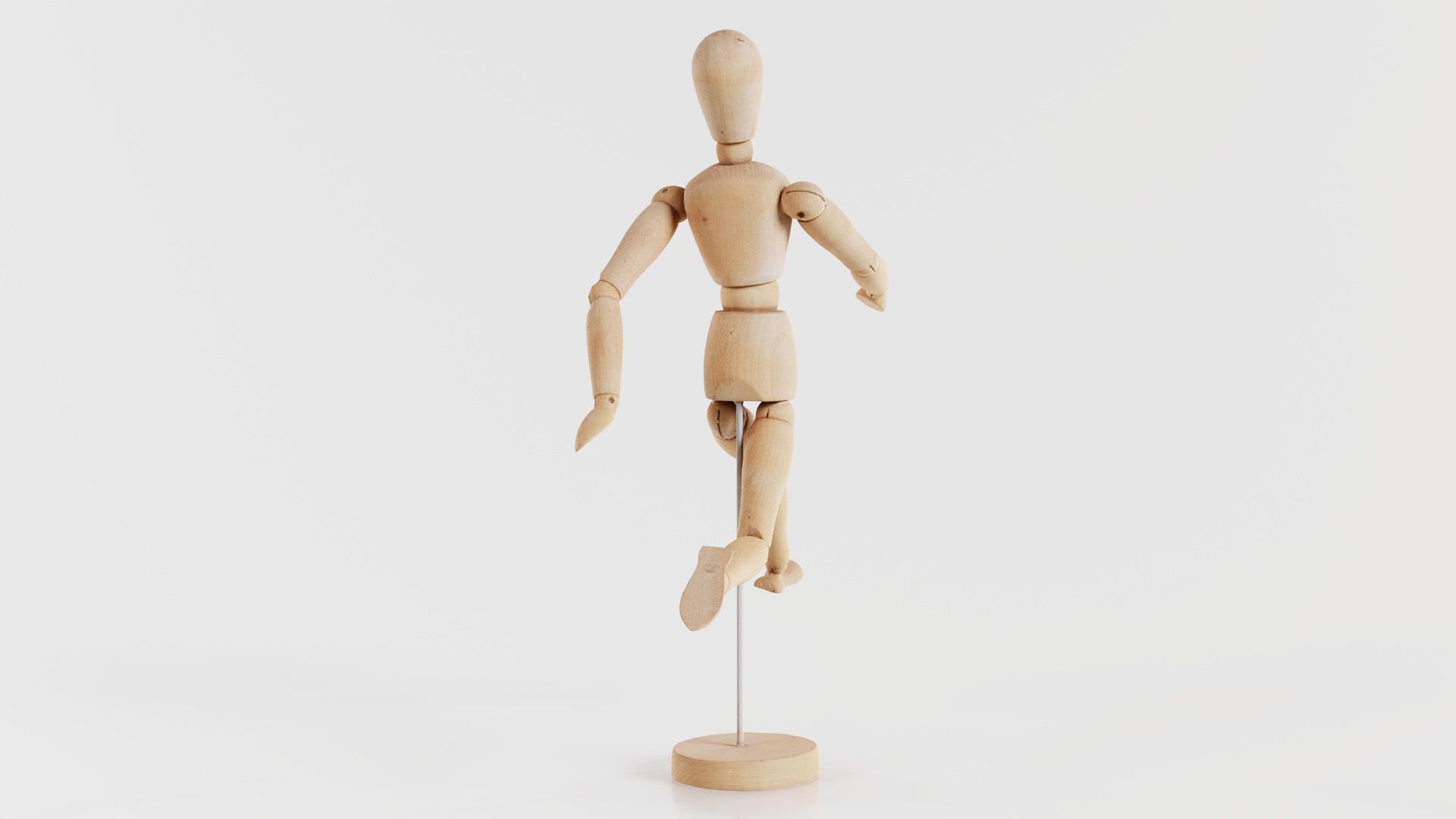 Wooden Mannequin Pose 06 Low-poly 3D model_1