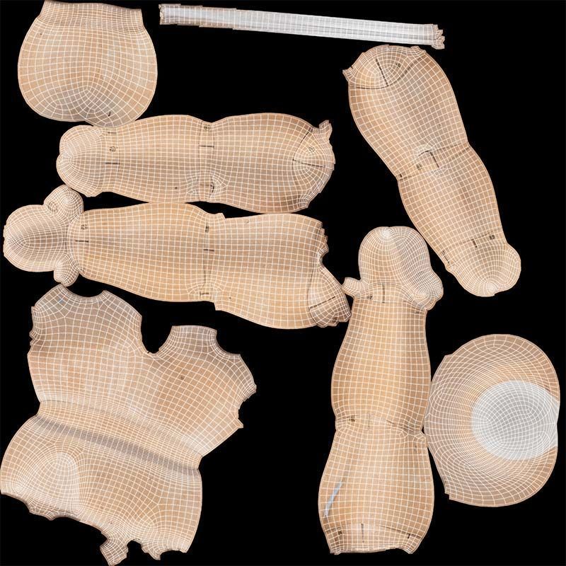 Wooden Mannequin Pose 06 Low-poly 3D model_14