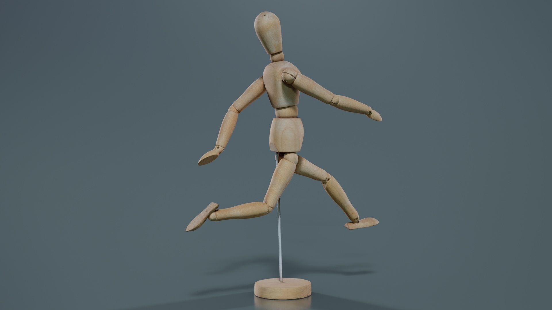 Wooden Mannequin Pose 06 Low-poly 3D model_7