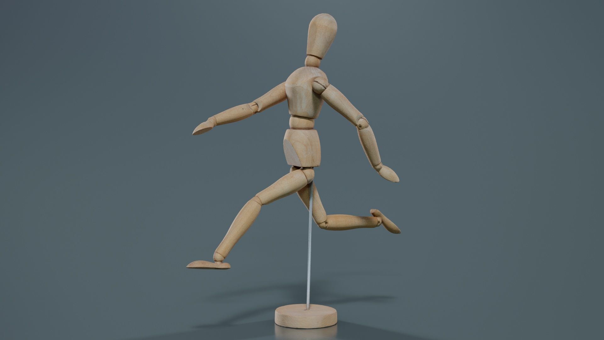 Wooden Mannequin Pose 06 Low-poly 3D model_3