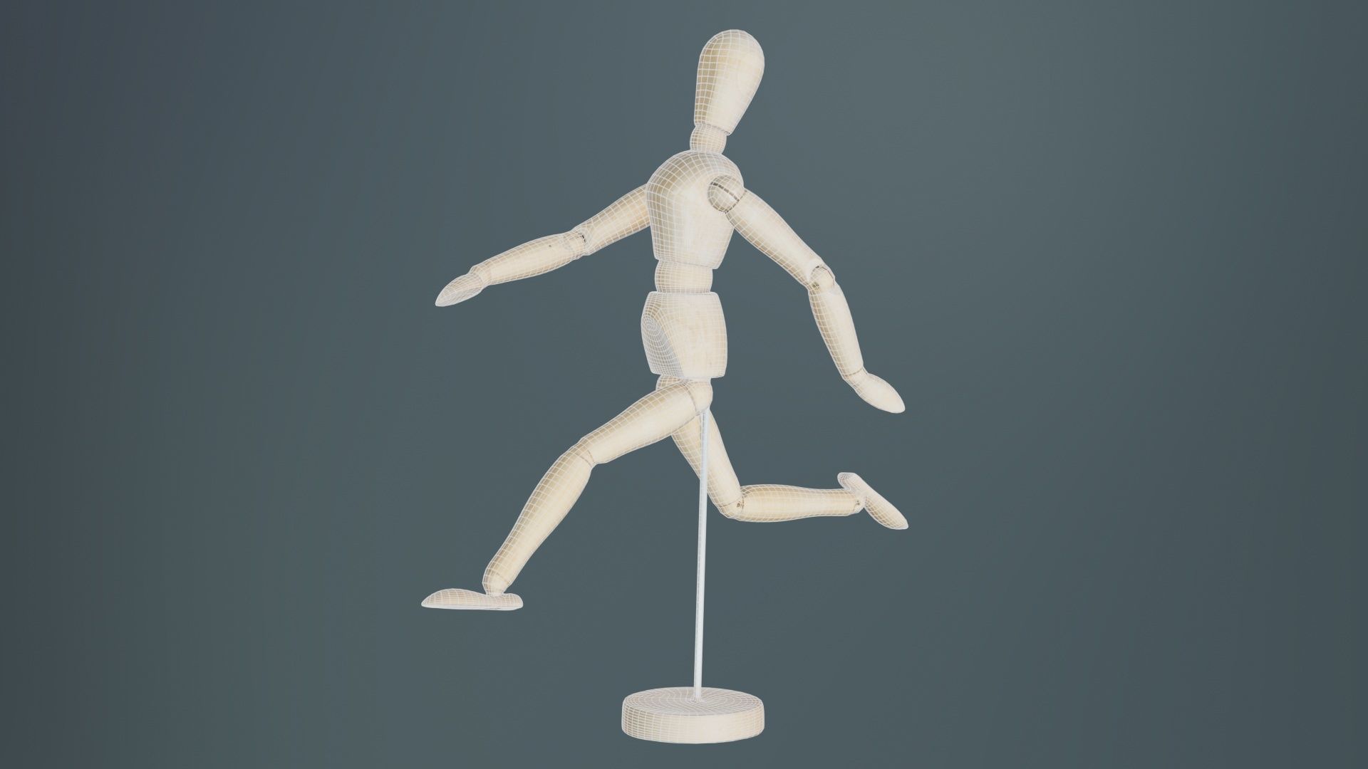 Wooden Mannequin Pose 06 Low-poly 3D model_9
