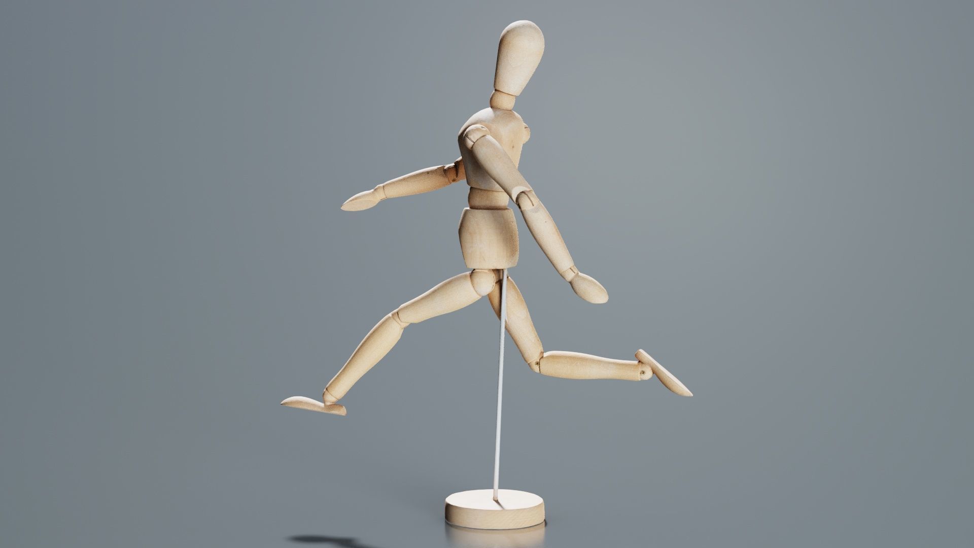 Wooden Mannequin Pose 06 Low-poly 3D model_2