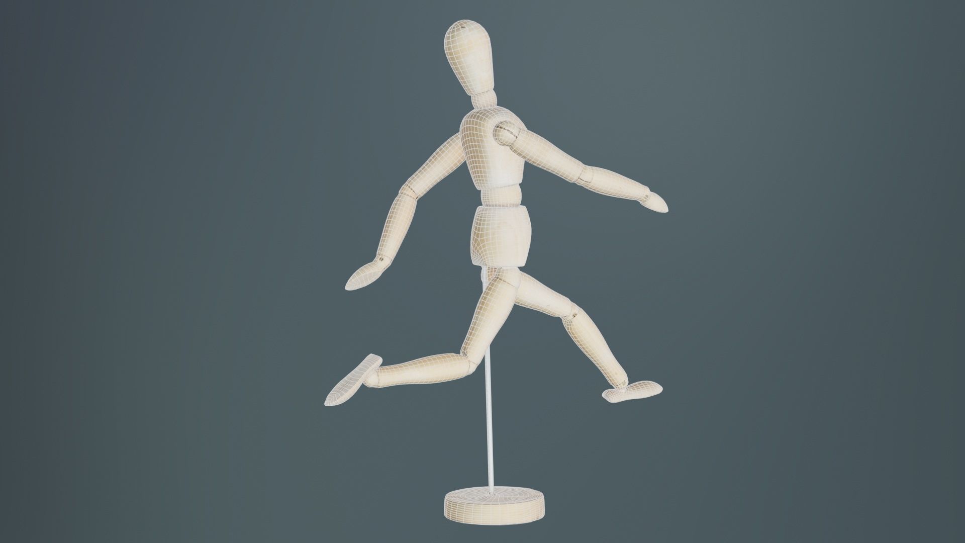 Wooden Mannequin Pose 06 Low-poly 3D model_10