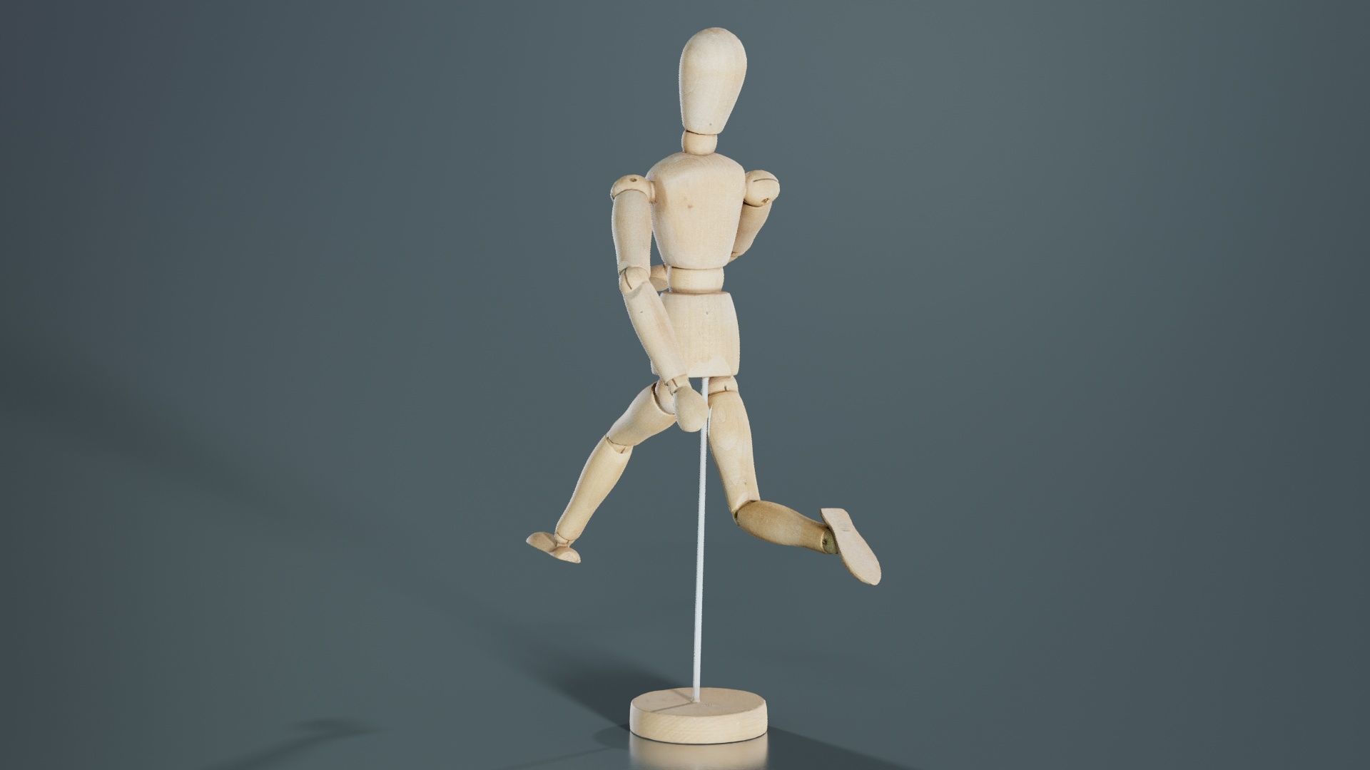 Wooden Mannequin Pose 06 Low-poly 3D model_4