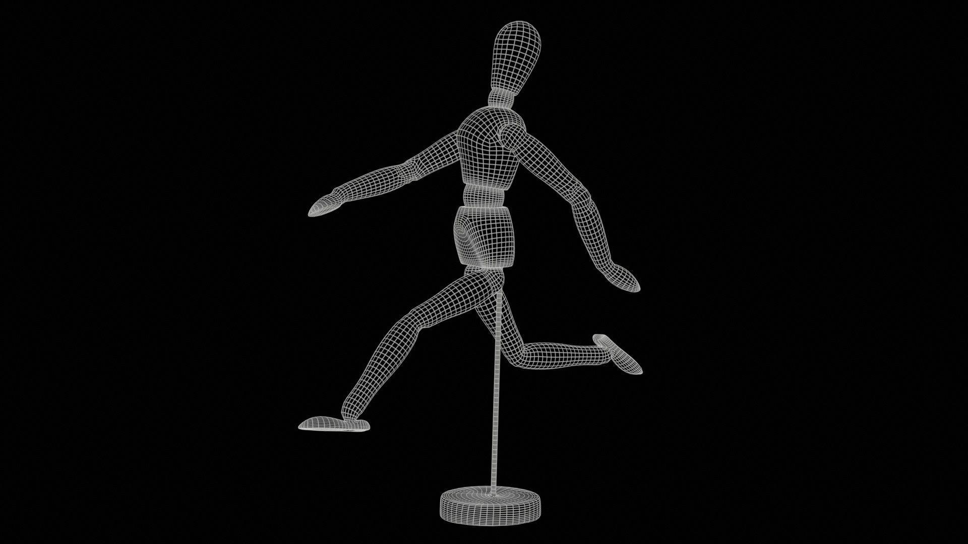 Wooden Mannequin Pose 06 Low-poly 3D model_11