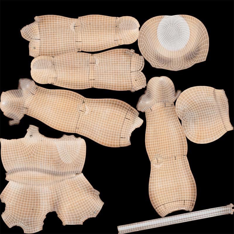 Wooden Mannequin Pose 11 Low-poly 3D model_14