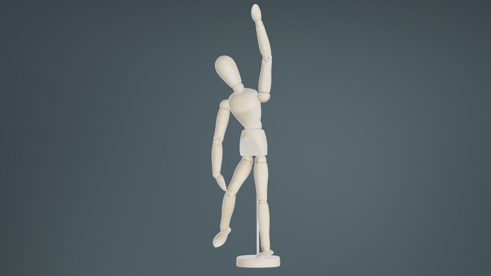 Wooden Mannequin Pose 12 Low-poly 3D model_9