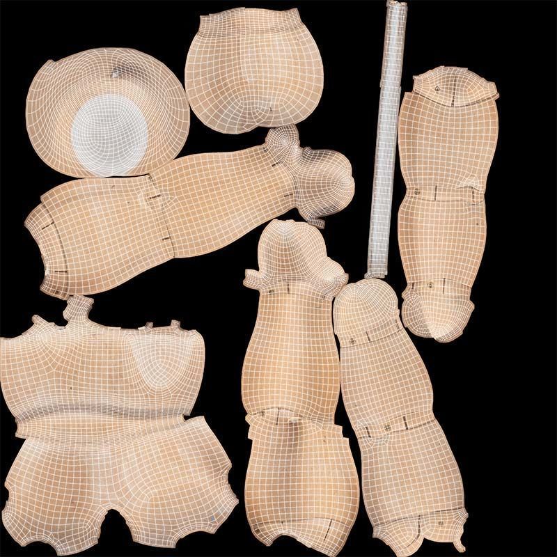 Wooden Mannequin Pose 12 Low-poly 3D model_14