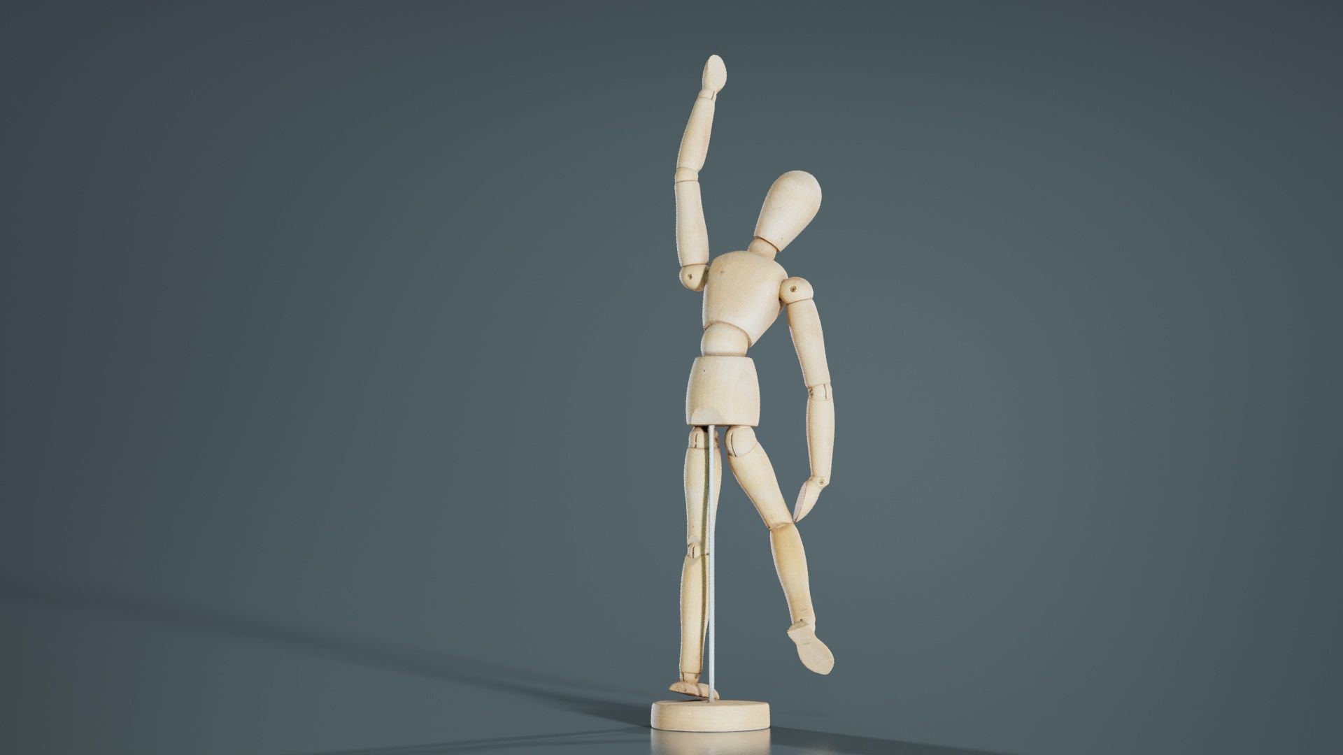 Wooden Mannequin Pose 12 Low-poly 3D model_1