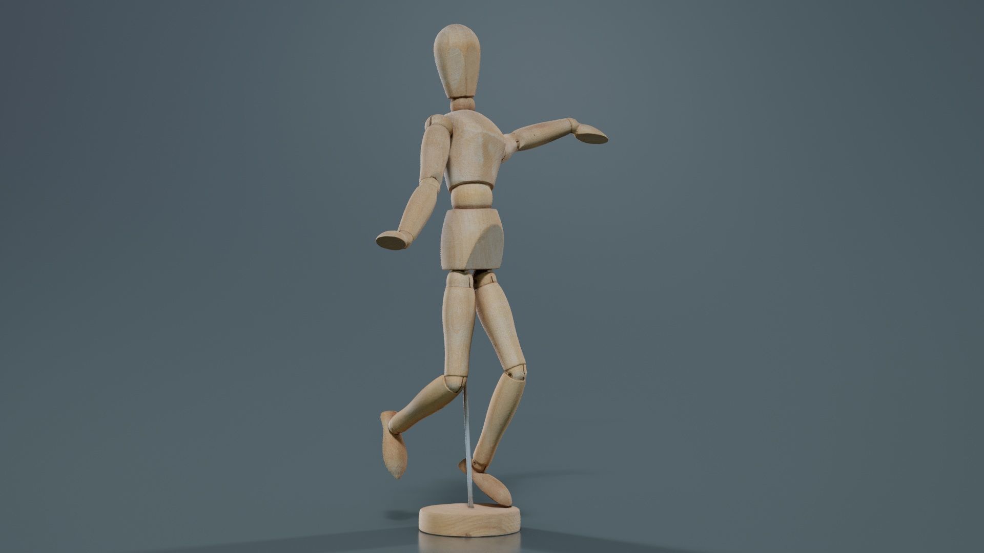 Wooden Mannequin Pose 13 Low-poly 3D model_8