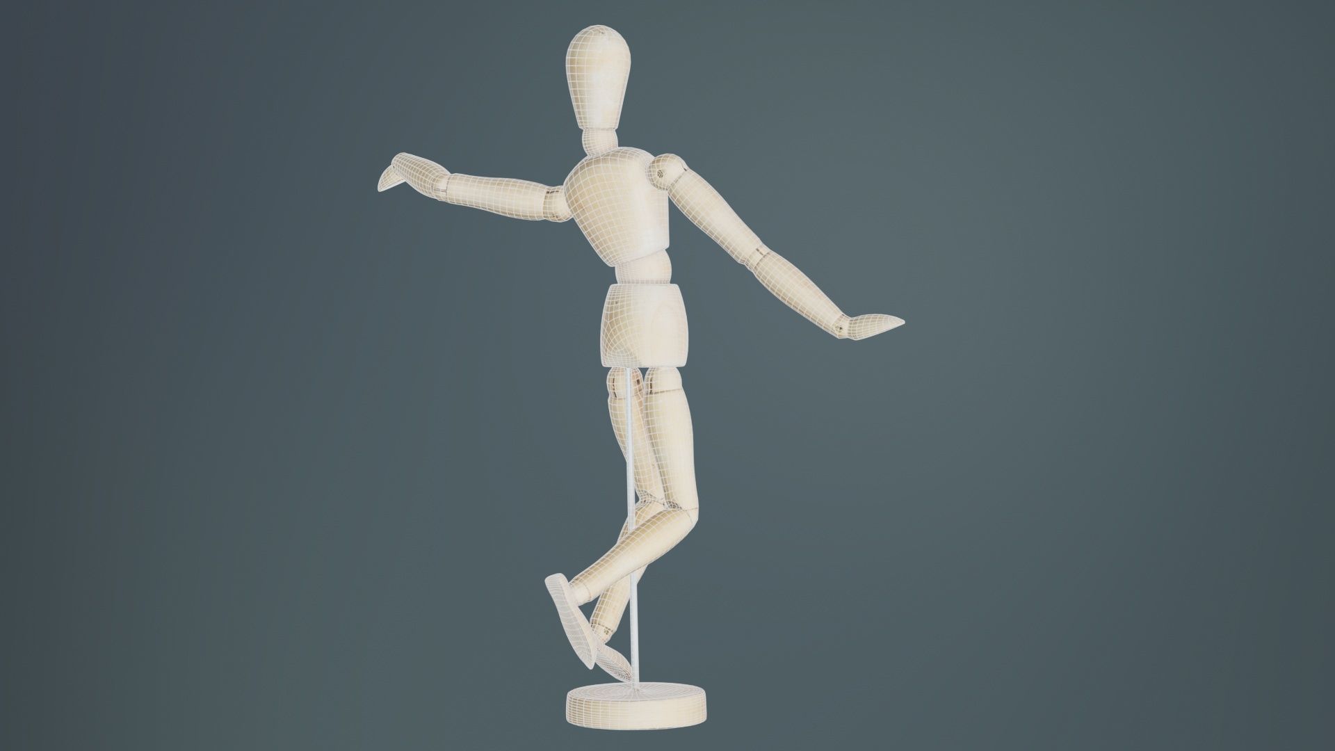 Wooden Mannequin Pose 13 Low-poly 3D model_10