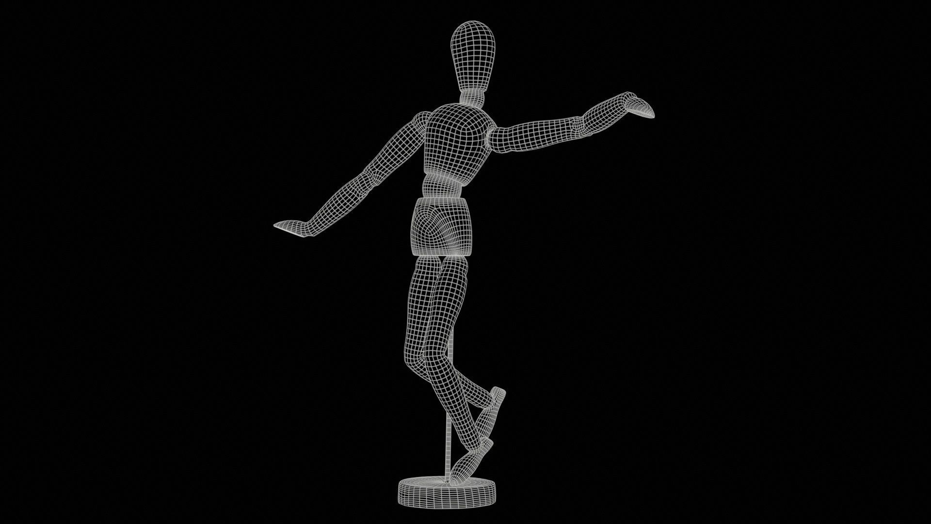 Wooden Mannequin Pose 13 Low-poly 3D model_11