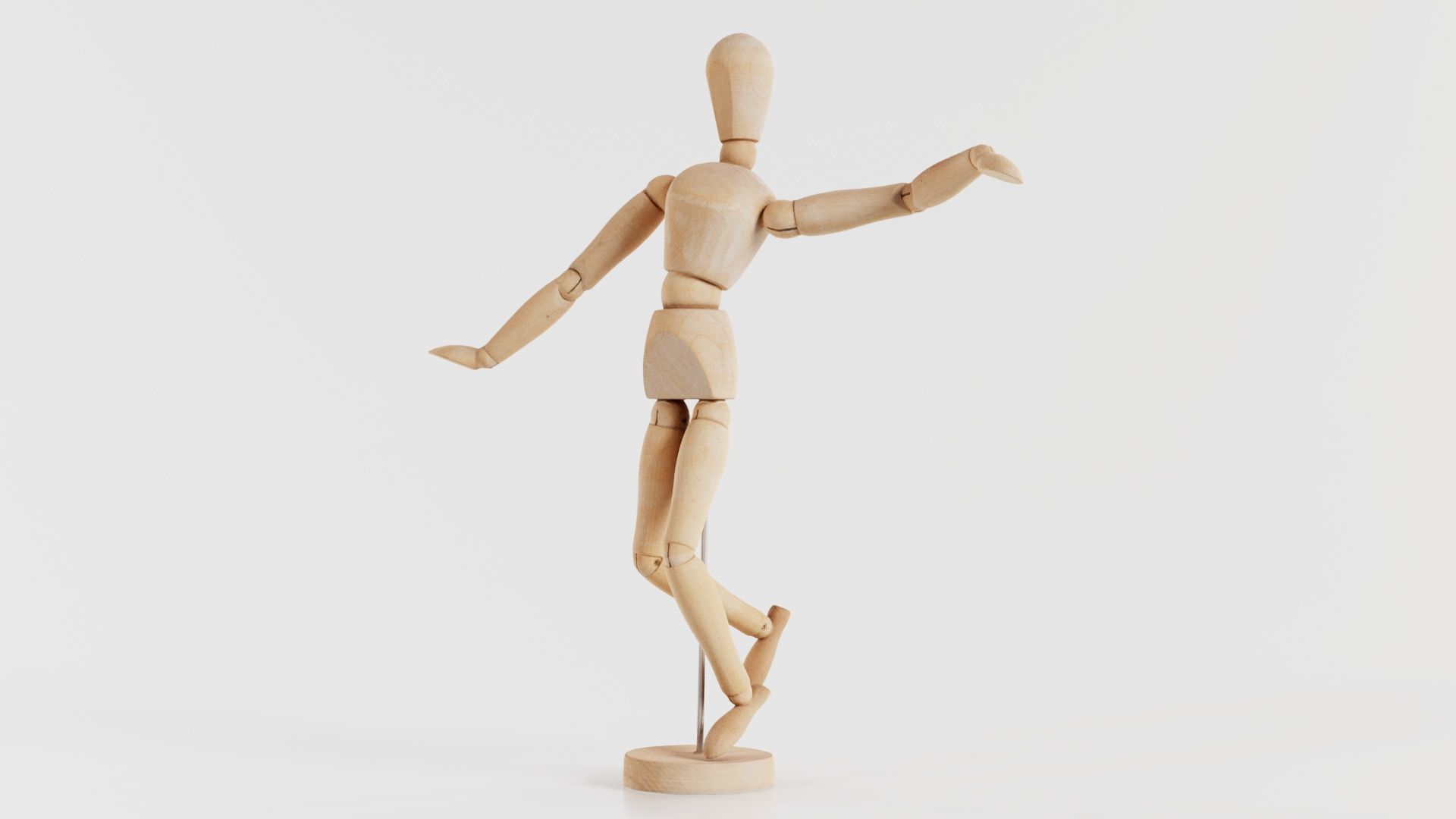Wooden Mannequin Pose 13 Low-poly 3D model_6