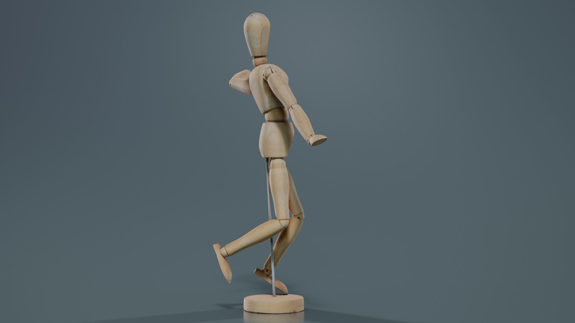 Wooden Mannequin Pose 13 Low-poly 3D model_4