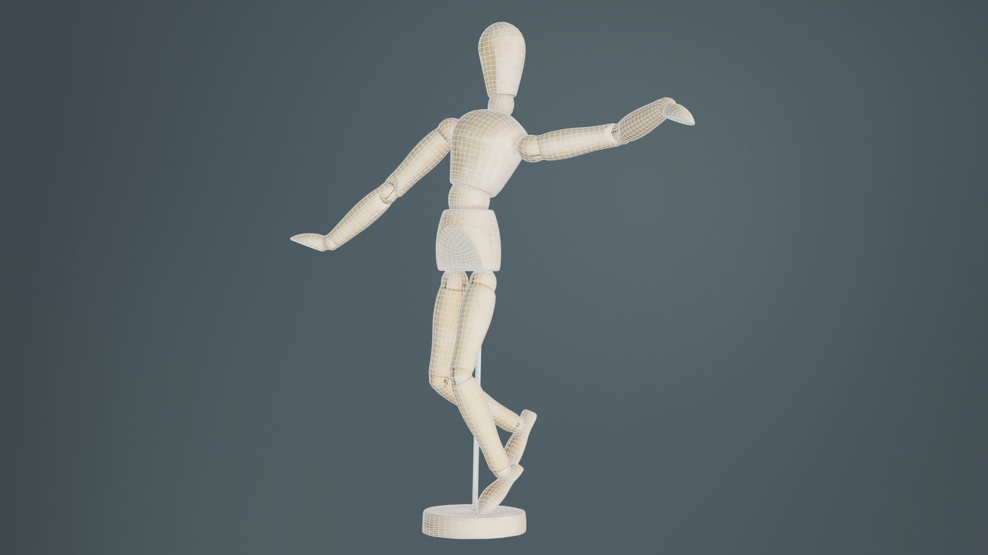 Wooden Mannequin Pose 13 Low-poly 3D model_9