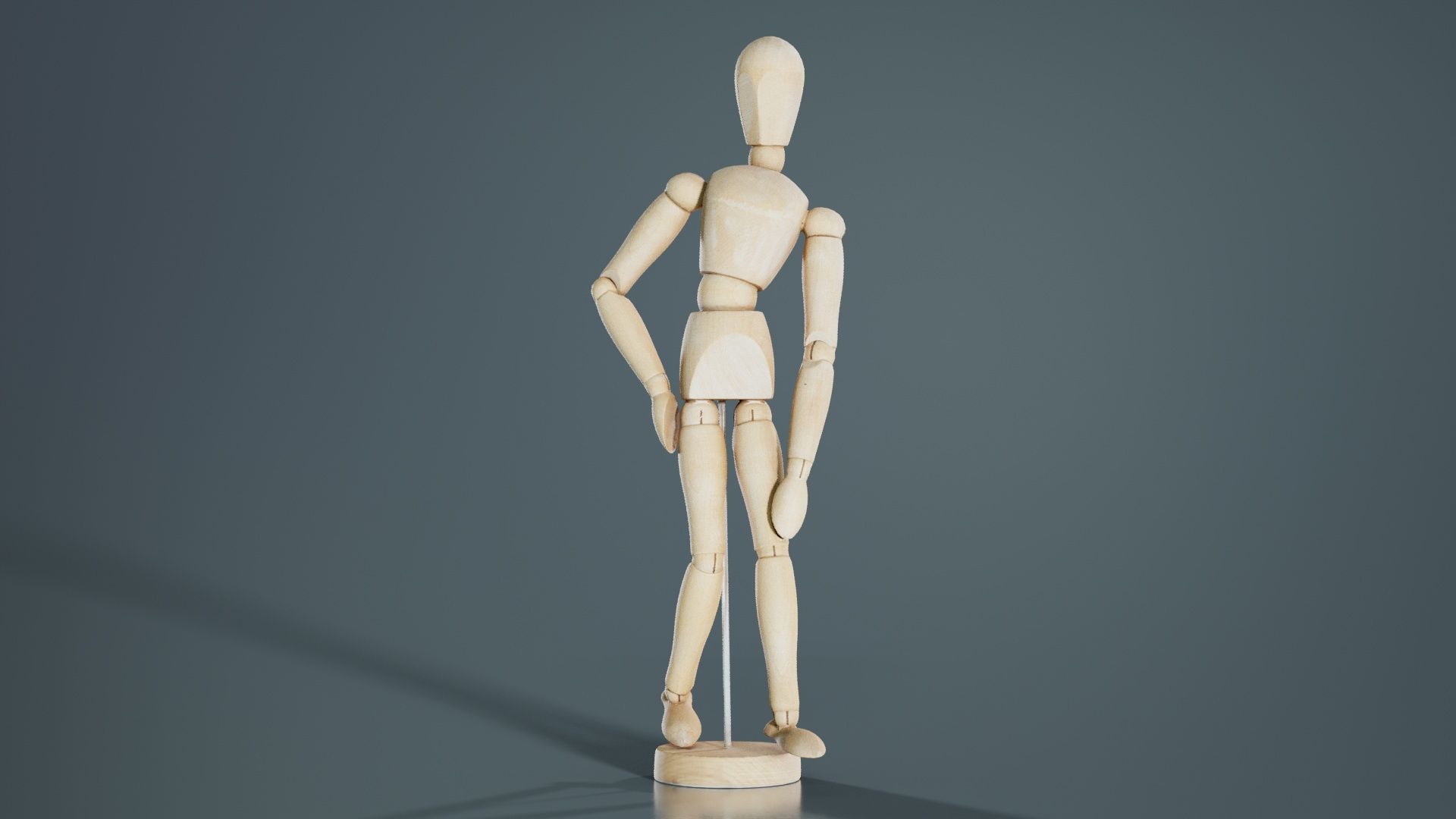 Wooden Mannequin Pose 16 Low-poly 3D model_1