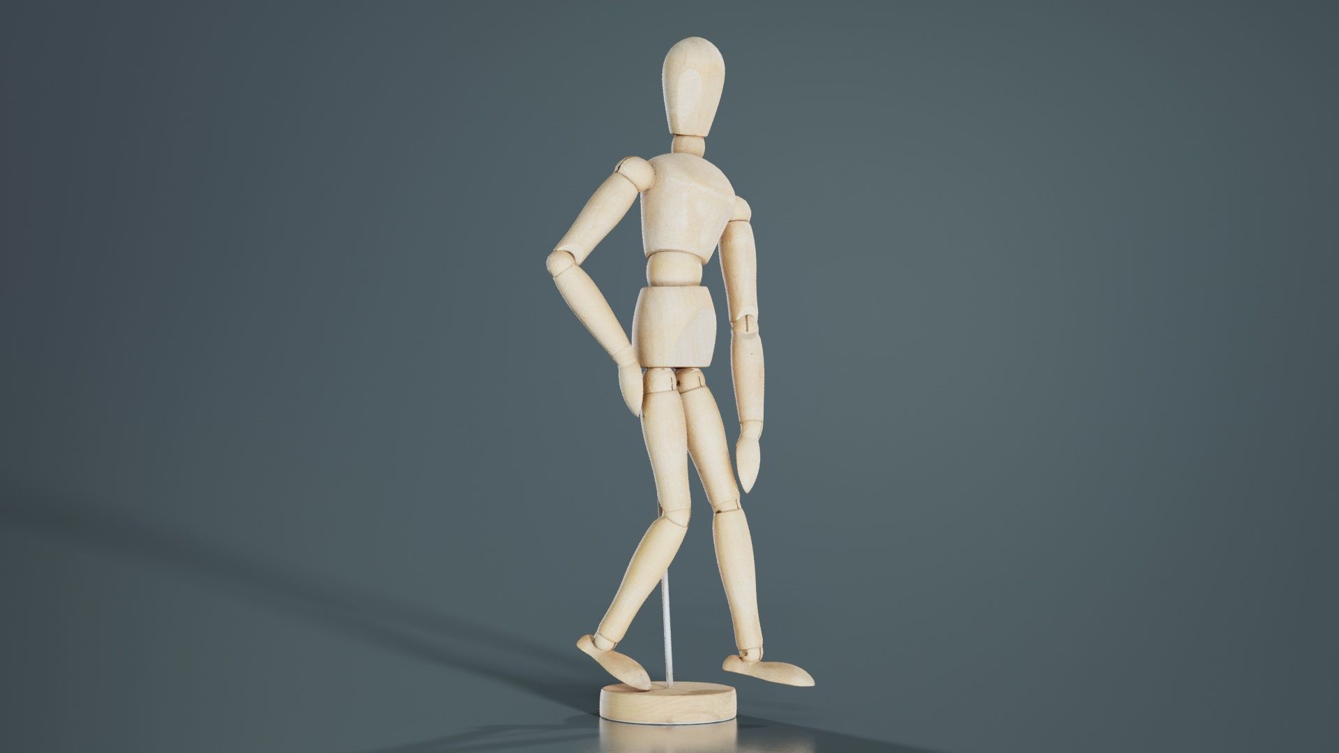 Wooden Mannequin Pose 16 Low-poly 3D model_2