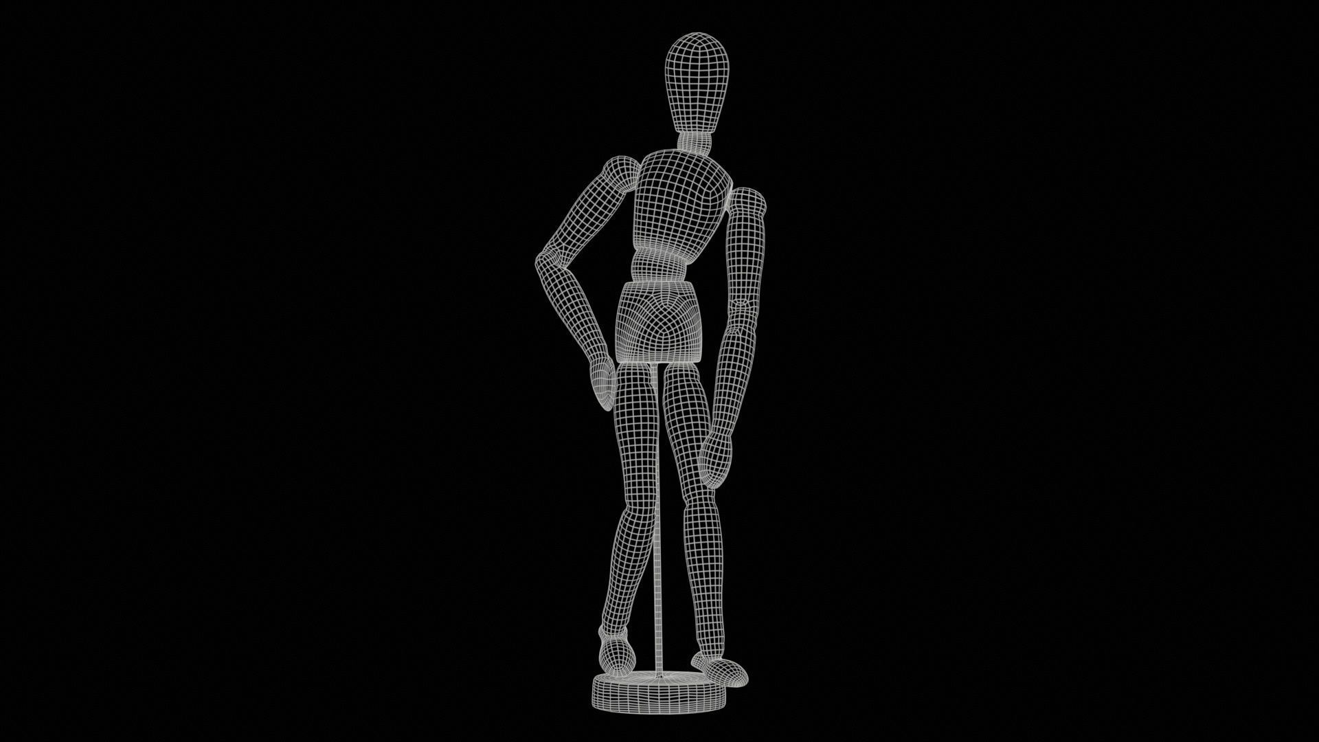 Wooden Mannequin Pose 16 Low-poly 3D model_11