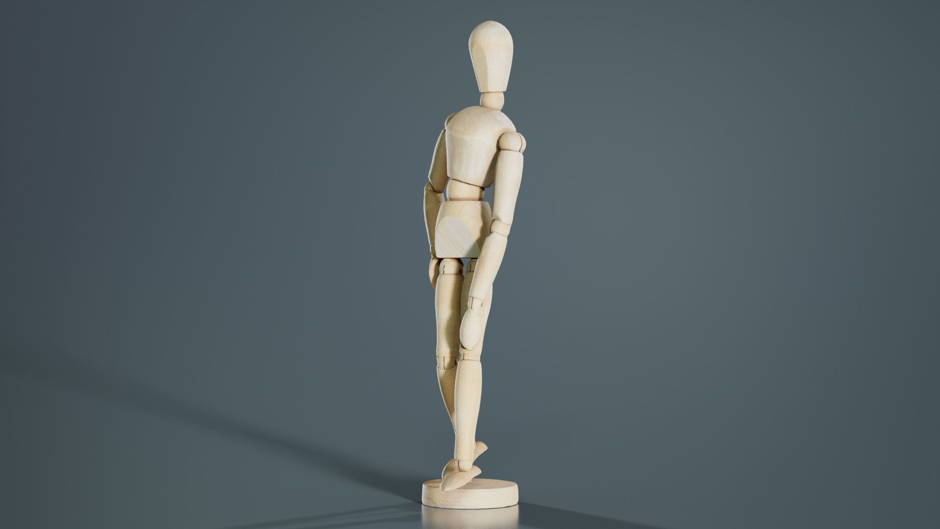 Wooden Mannequin Pose 16 Low-poly 3D model_3