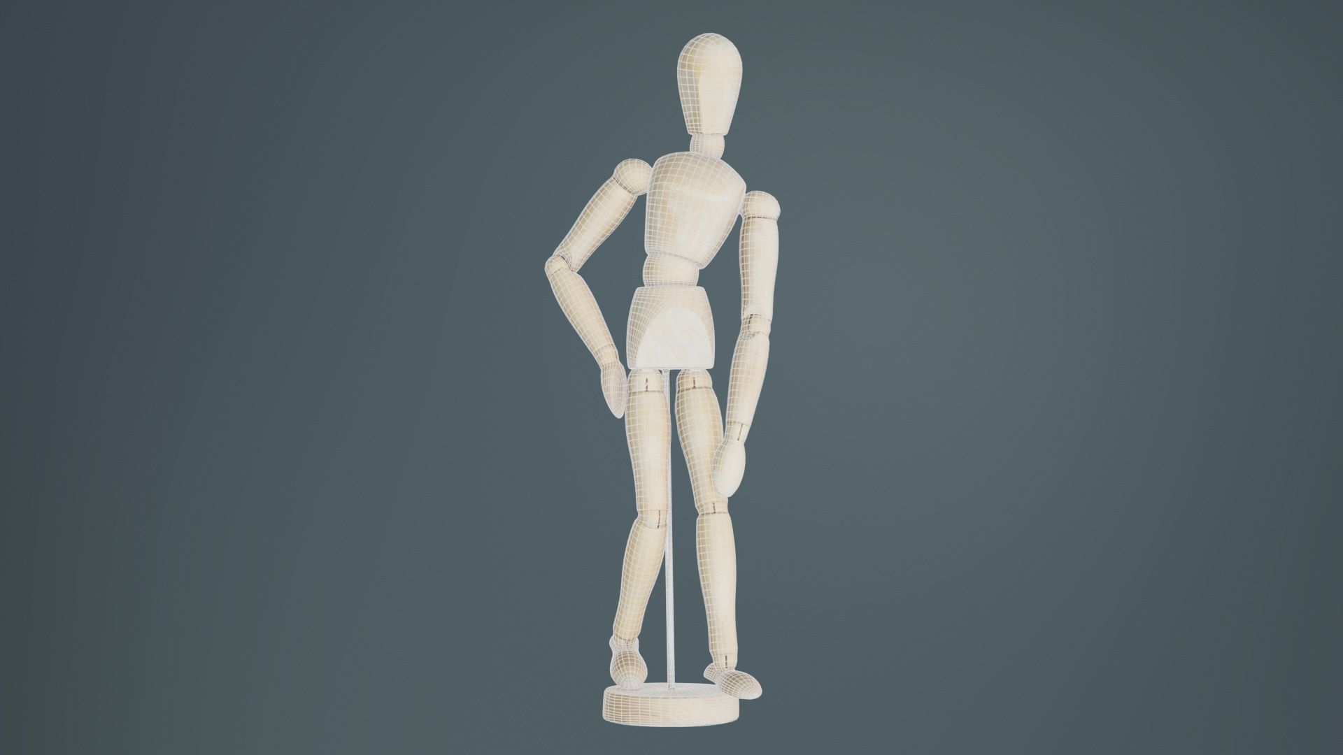 Wooden Mannequin Pose 16 Low-poly 3D model_9