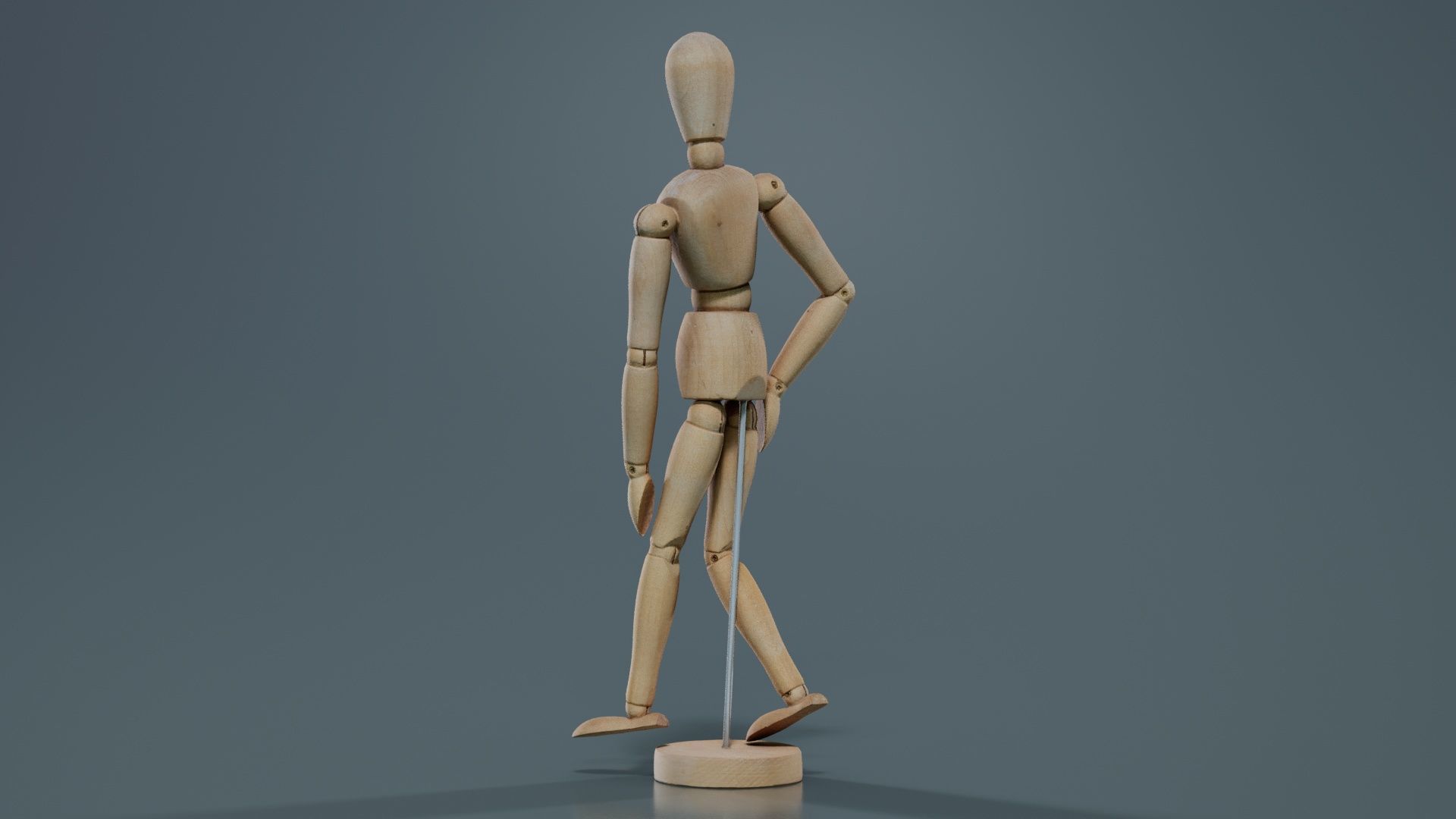 Wooden Mannequin Pose 16 Low-poly 3D model_5