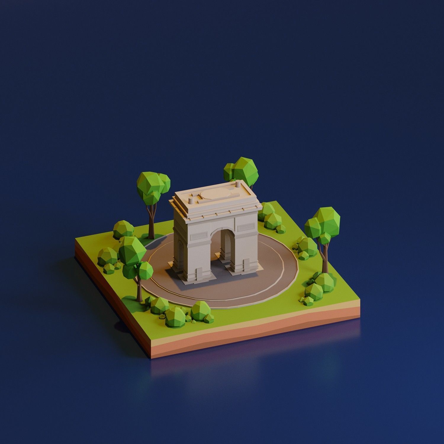 Arc de Triomphe Low-poly 3D model_3