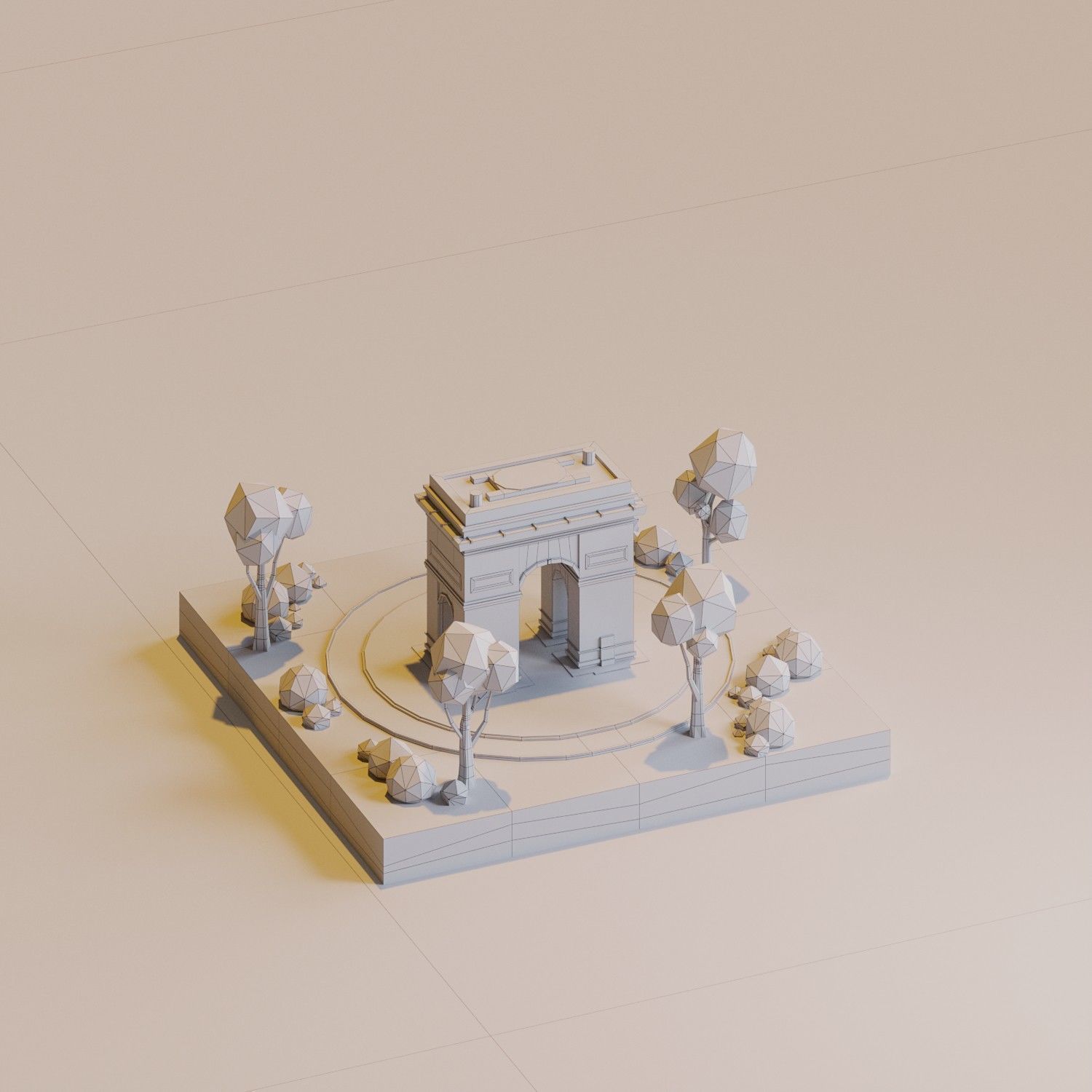 Arc de Triomphe Low-poly 3D model_1