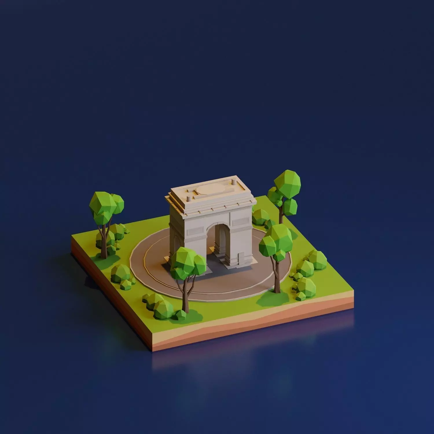 Arc de Triomphe Low-poly 3D model_0