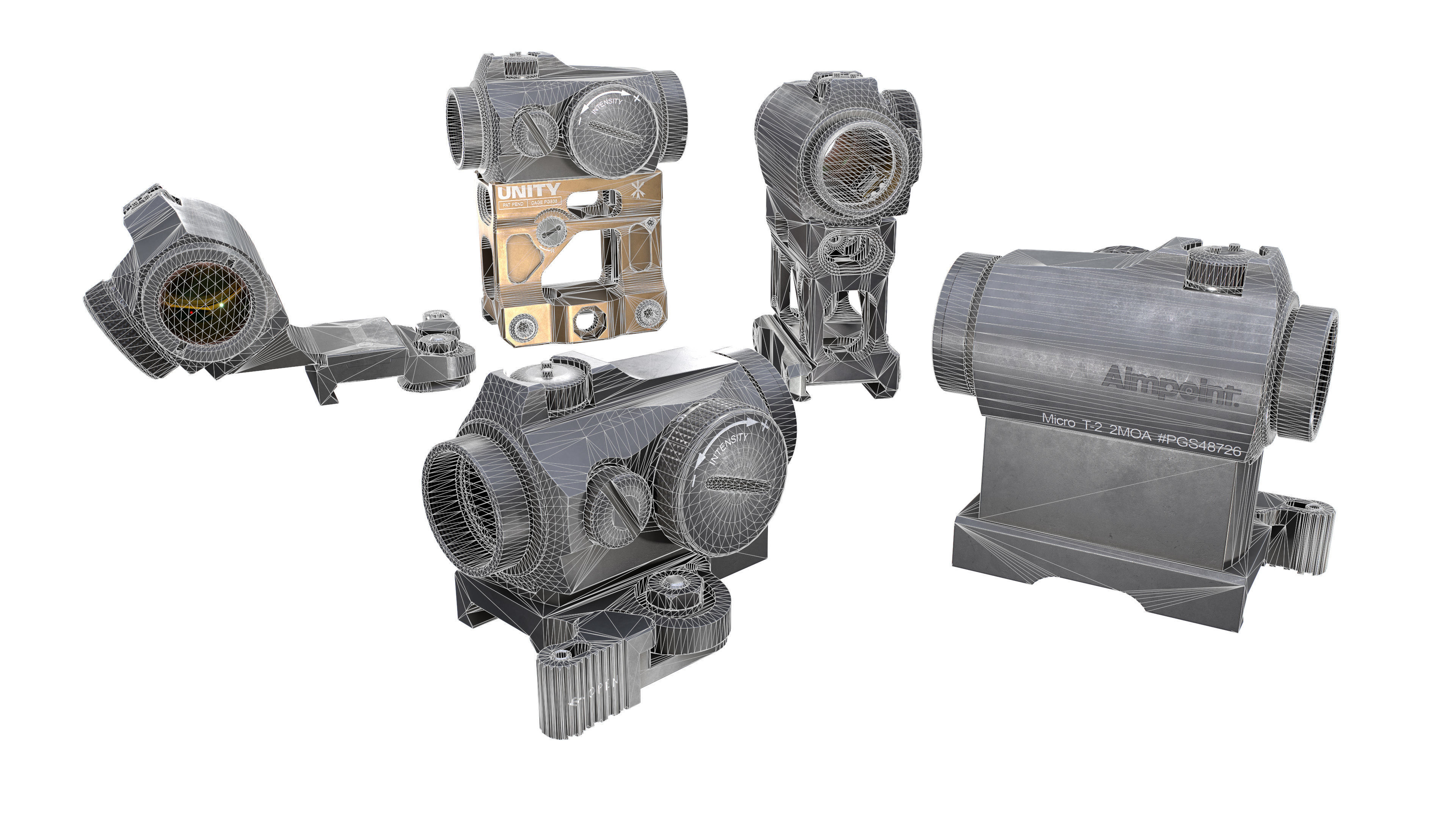 Aimpoint Micro T2 Red Dot Sight Low-poly 3D model_1