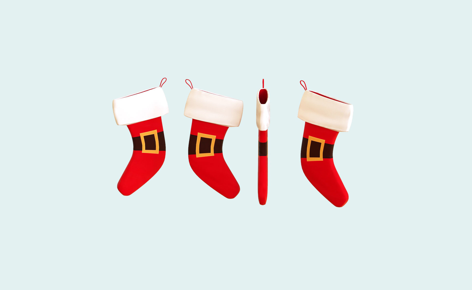 Cartoon Gift Christmas Stocking v006 Low-poly 3D model_3