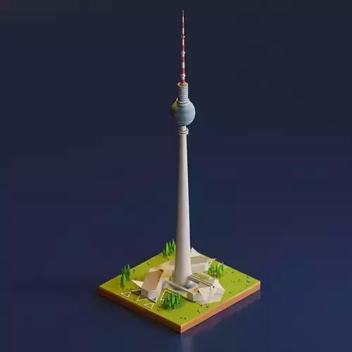Berlin Fernsehturm Tower Low-poly 3D model