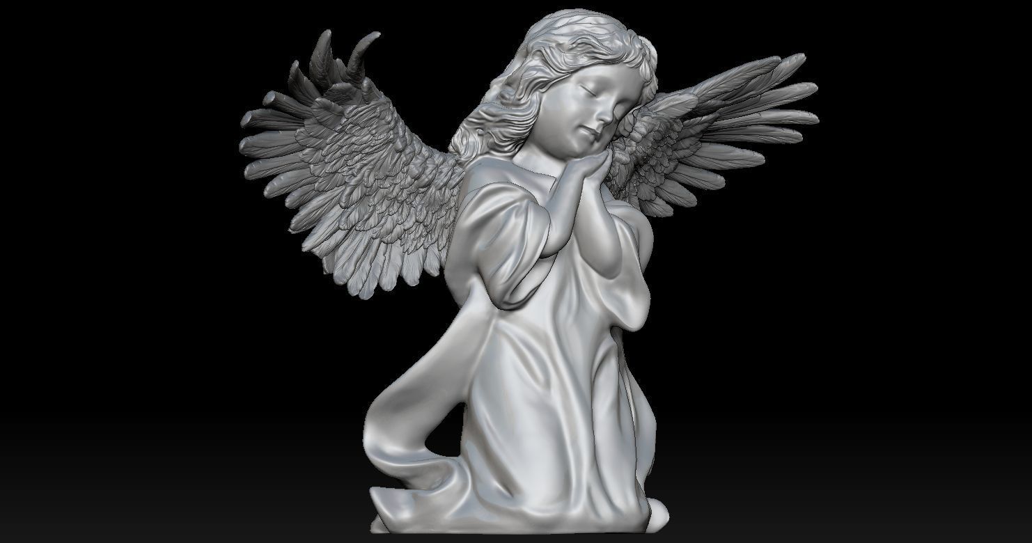3D printed model of Baby Angel of Compassion Statue kneeling 3D print model_16