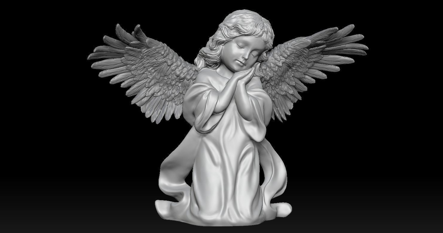 3D printed model of Baby Angel of Compassion Statue kneeling 3D print model_14