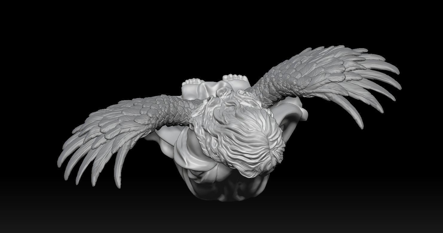 3D printed model of Baby Angel of Compassion Statue kneeling 3D print model_35