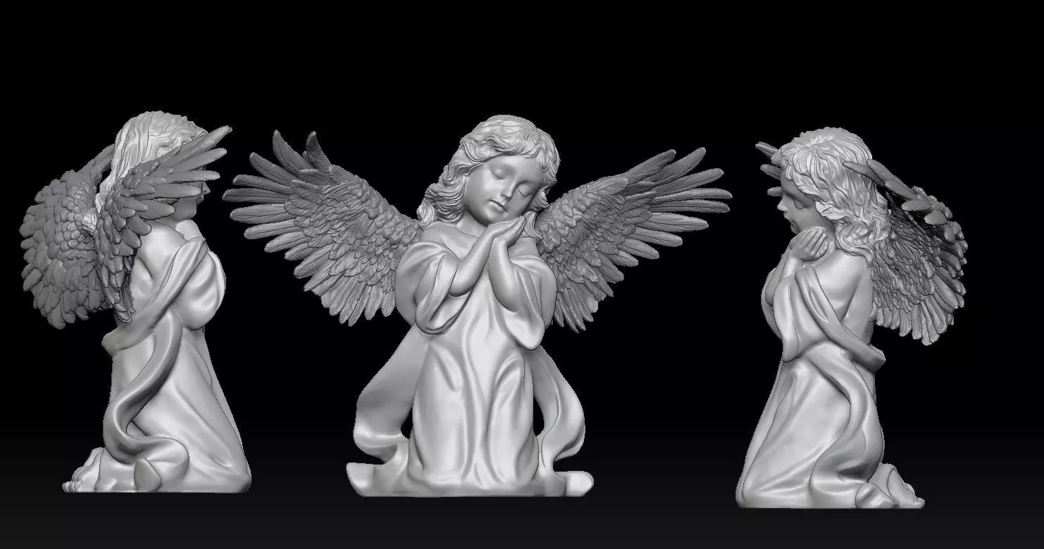 3D printed model of Baby Angel of Compassion Statue kneeling 3D print model_0
