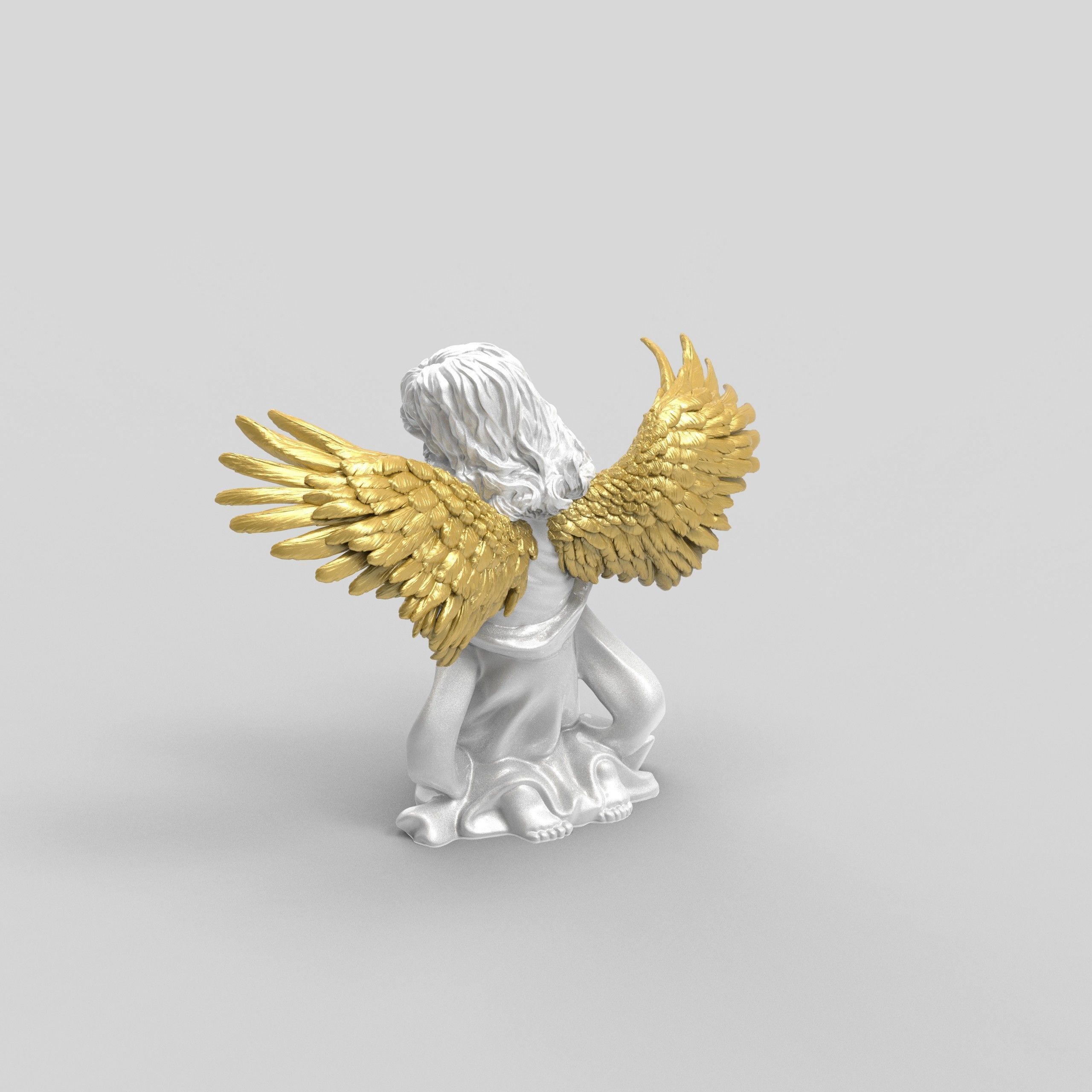3D printed model of Baby Angel of Compassion Statue kneeling 3D print model_10