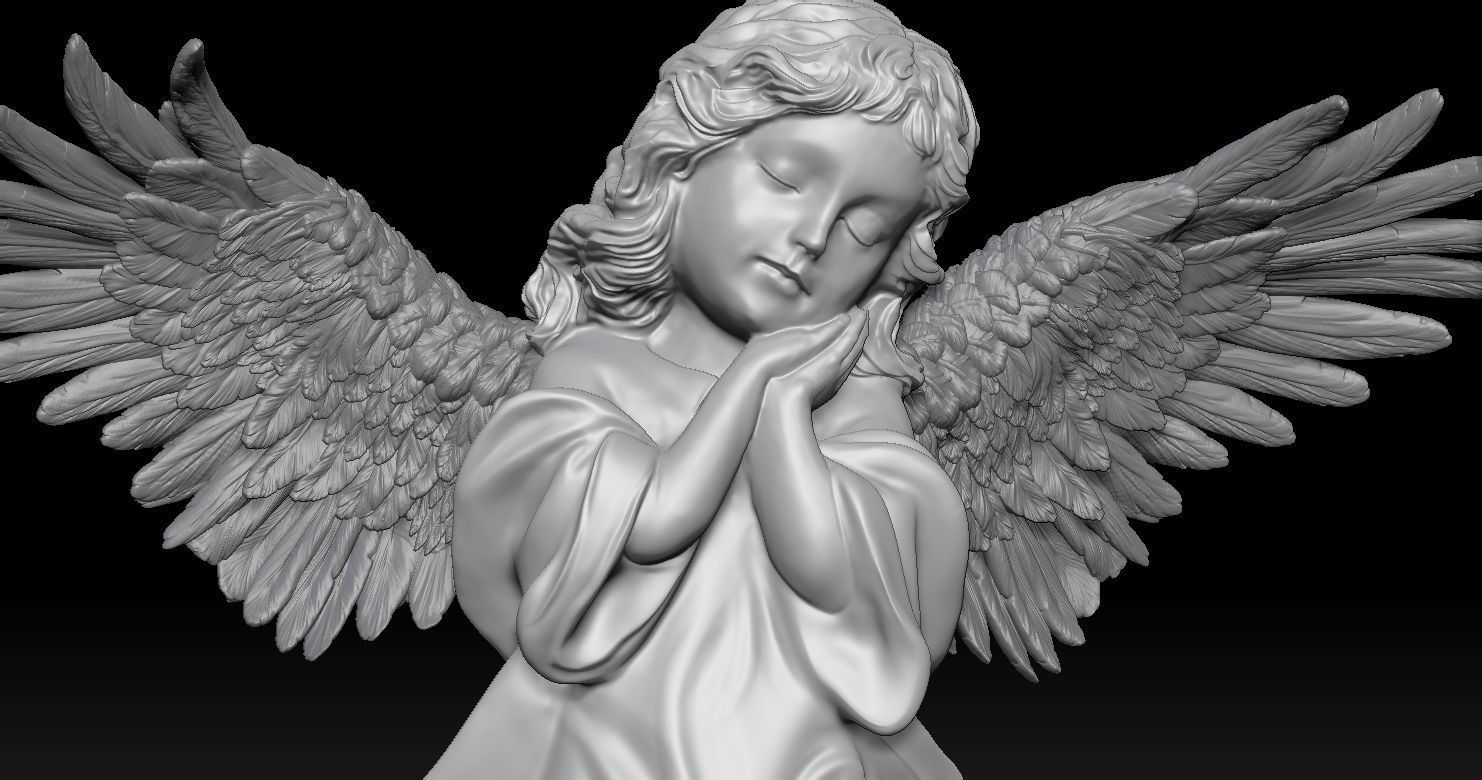 3D printed model of Baby Angel of Compassion Statue kneeling 3D print model_2