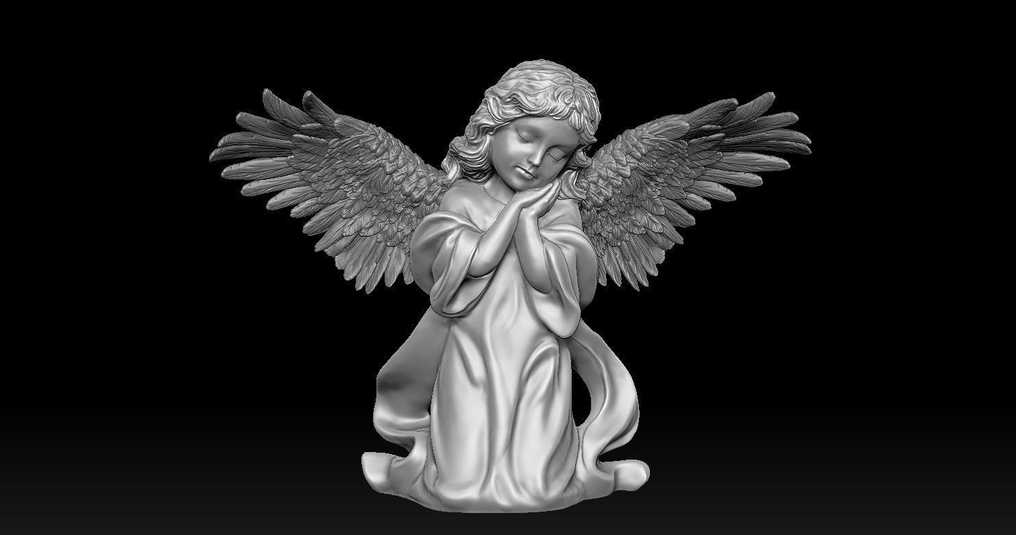 3D printed model of Baby Angel of Compassion Statue kneeling 3D print model_21