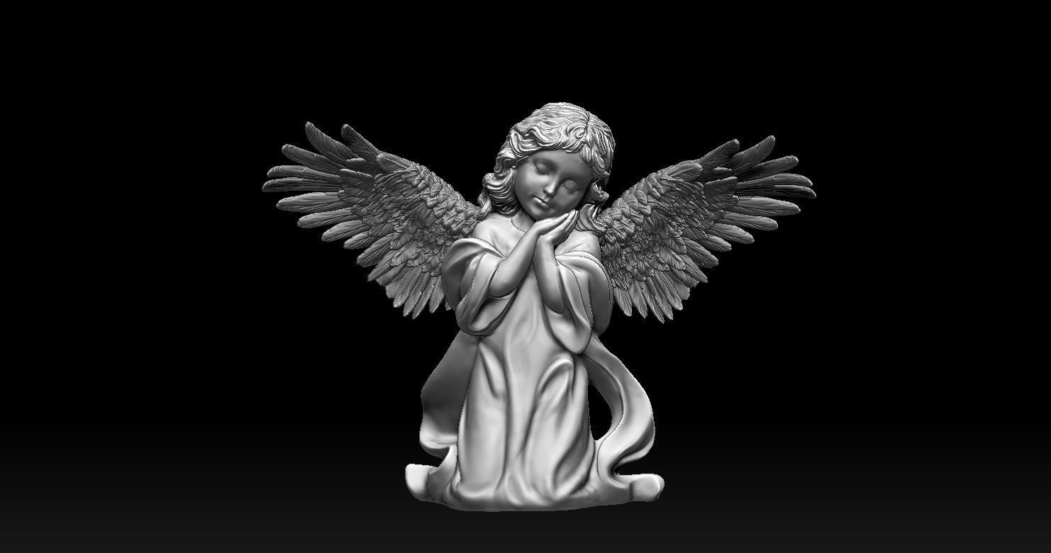 3D printed model of Baby Angel of Compassion Statue kneeling 3D print model_24