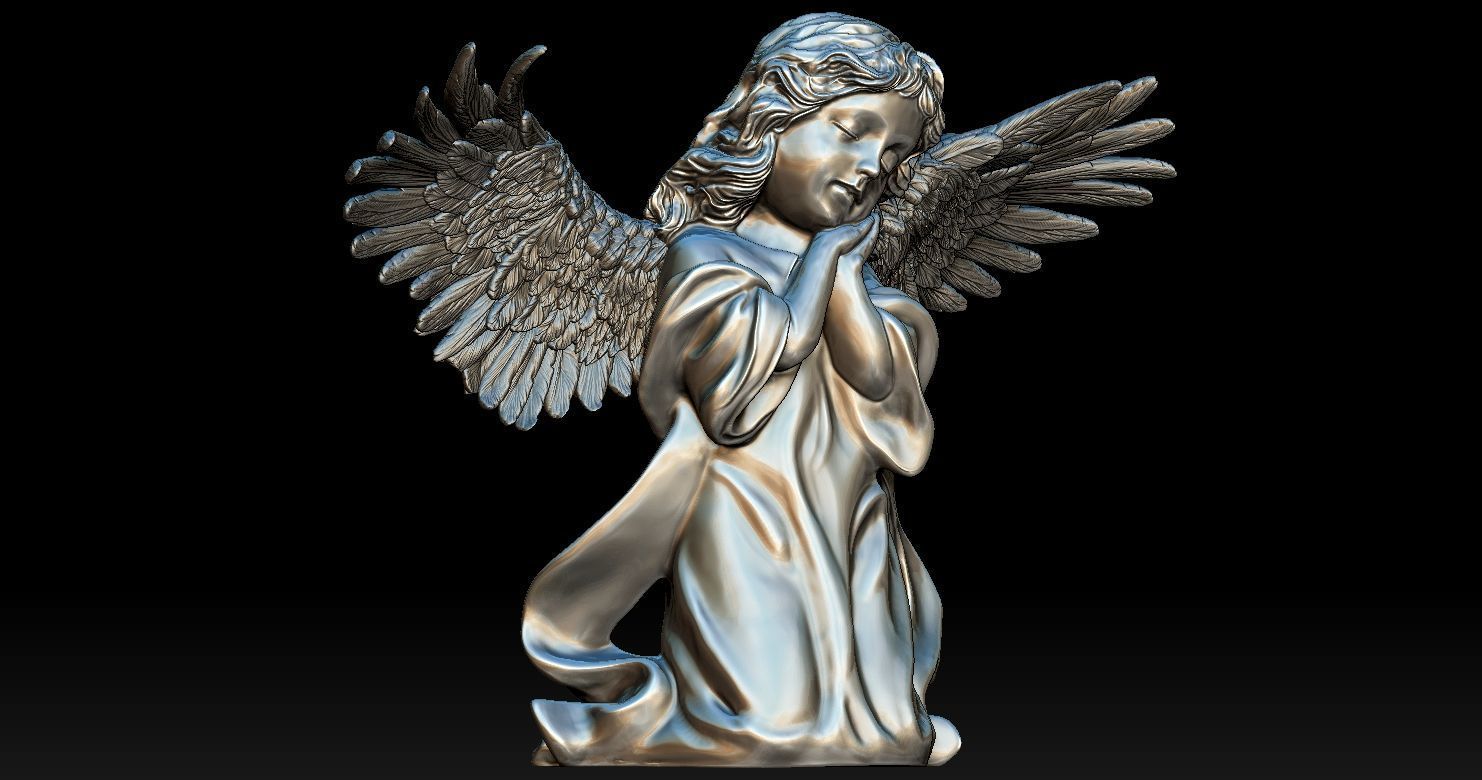 3D printed model of Baby Angel of Compassion Statue kneeling 3D print model_20