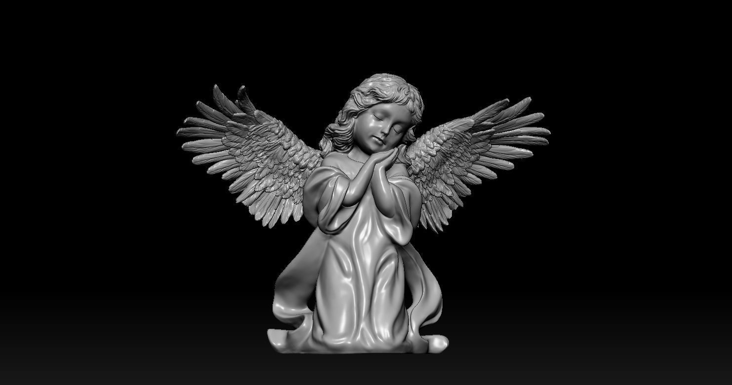 3D printed model of Baby Angel of Compassion Statue kneeling 3D print model_4
