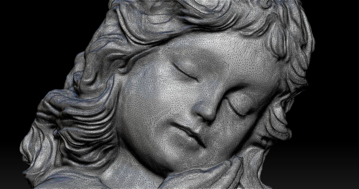 3D printed model of Baby Angel of Compassion Statue kneeling 3D print model_38