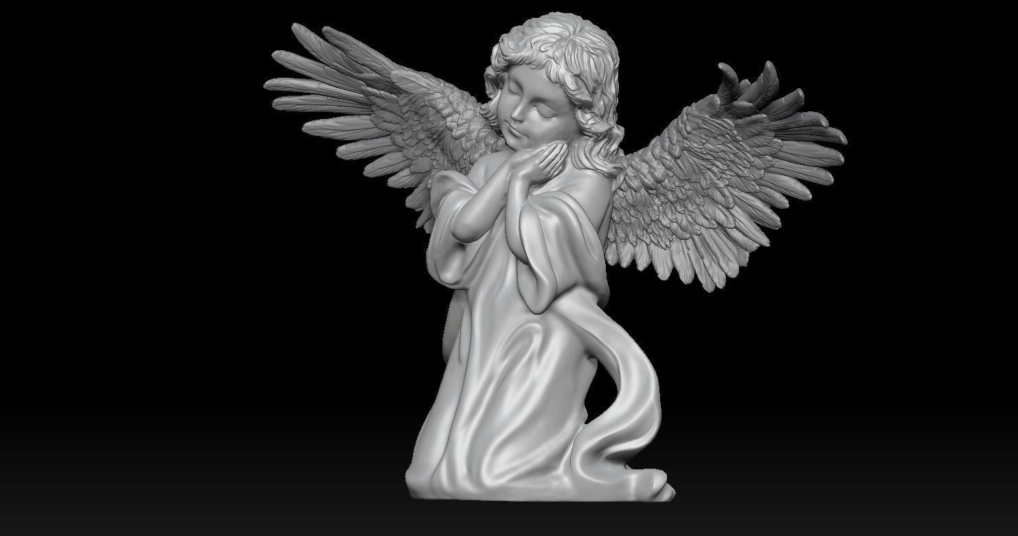 3D printed model of Baby Angel of Compassion Statue kneeling 3D print model_36