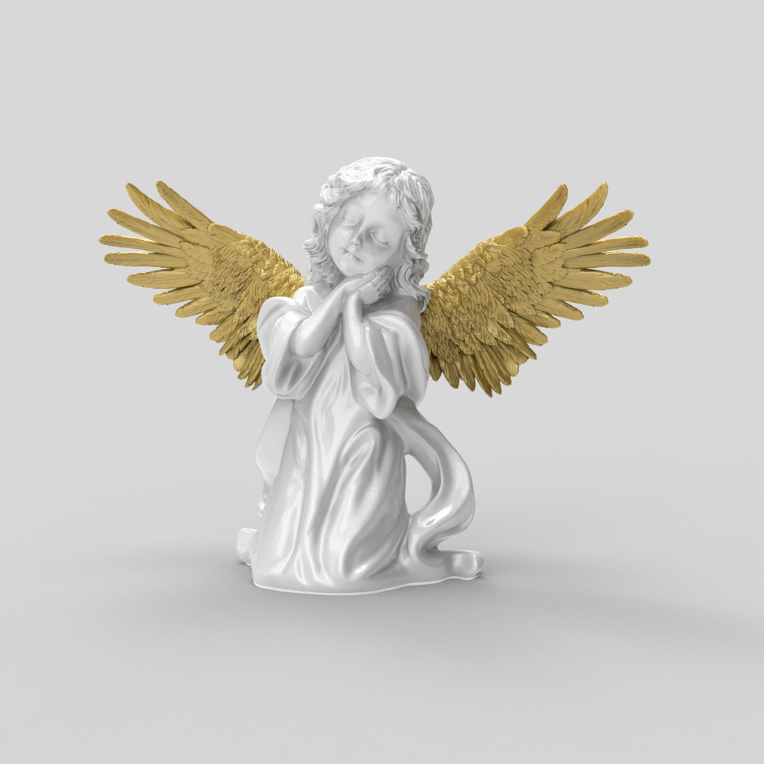 3D printed model of Baby Angel of Compassion Statue kneeling 3D print model_3